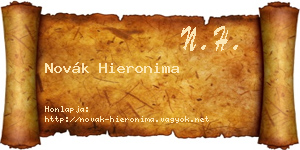 Novák Hieronima névjegykártya